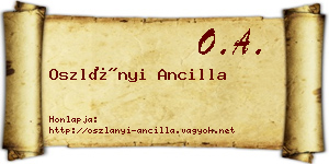 Oszlányi Ancilla névjegykártya